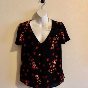 NWT- A New Day Black & Red Floral Top